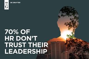 image with the text "70% of HR don't trust their leadership"