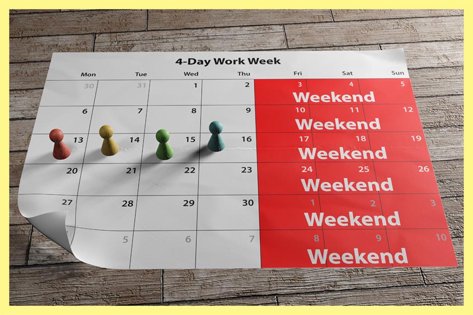 a calendar with a 4 day working week