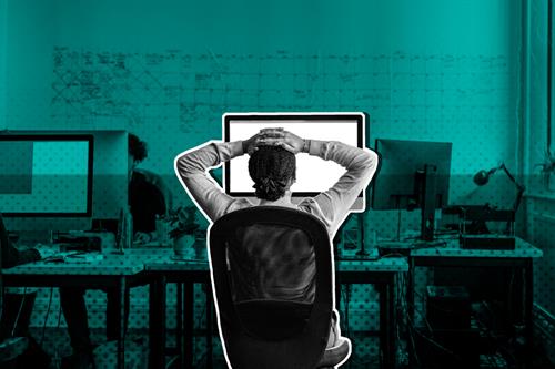 Woman distressed at desk