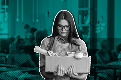 Person carrying a box in an office