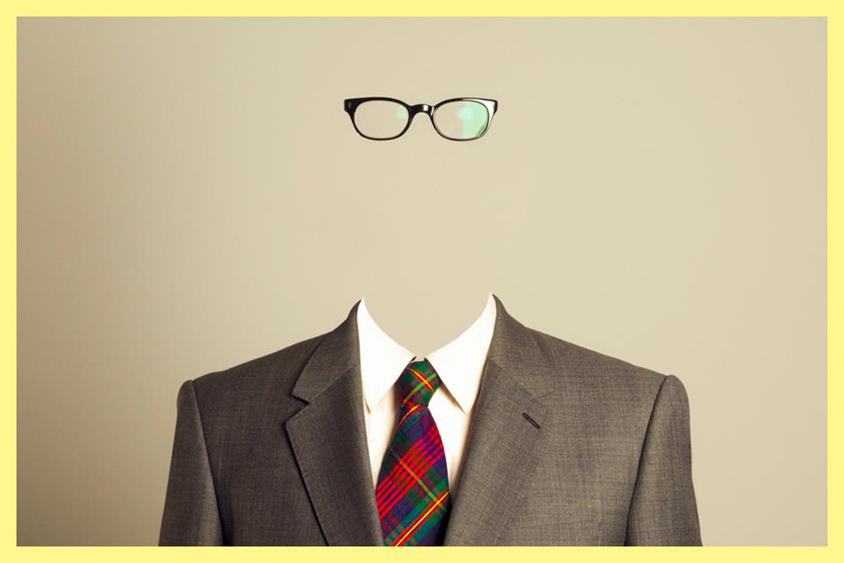 Invisible man wearing a suit and glasses