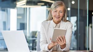 Older woman with tablet