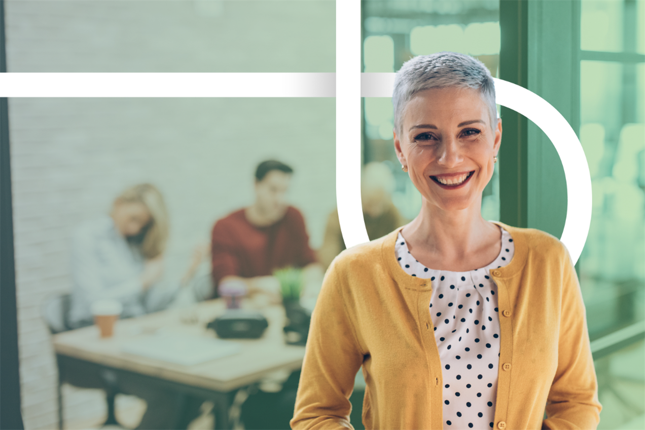 Older worker smiling