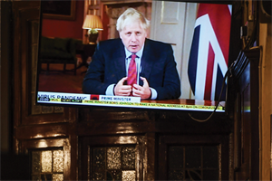 Boris Johnson on a TV screen