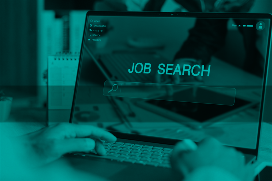 Close up a job search on a laptop