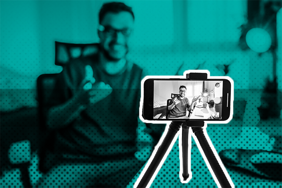 Person filming themselves on a phone