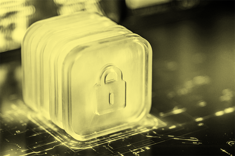 Circuit board with a picture of a padlock on it