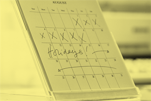 Calendar marked with holidays 