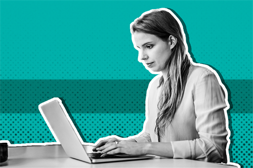 Woman looking at laptop