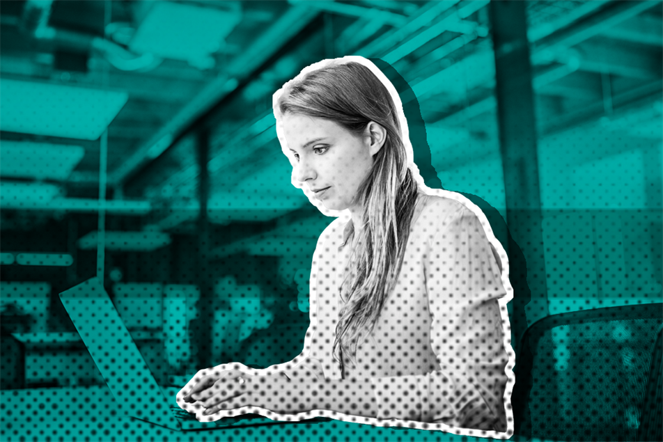 Woman sat in front of a laptop