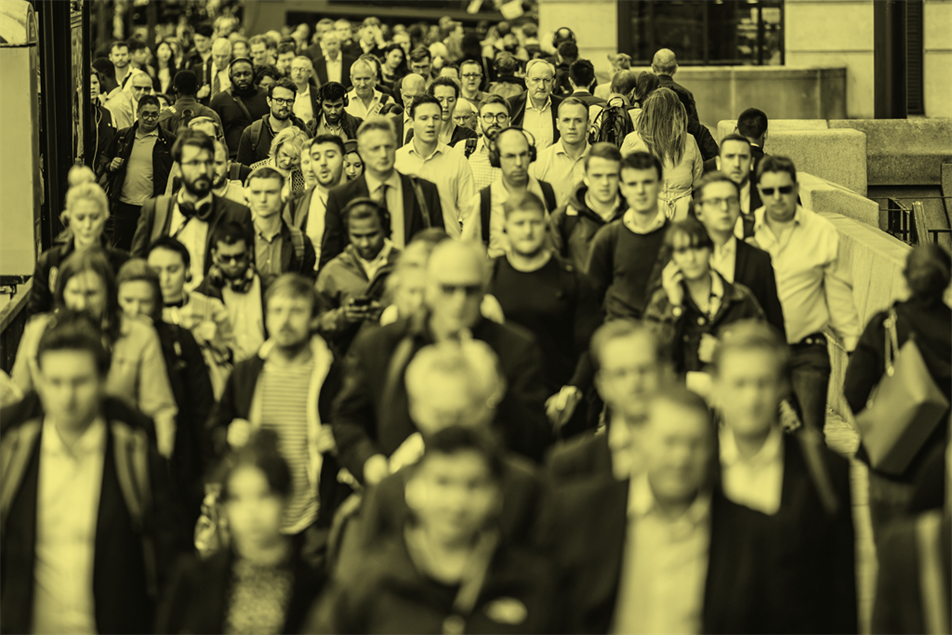 Crowd of people walking