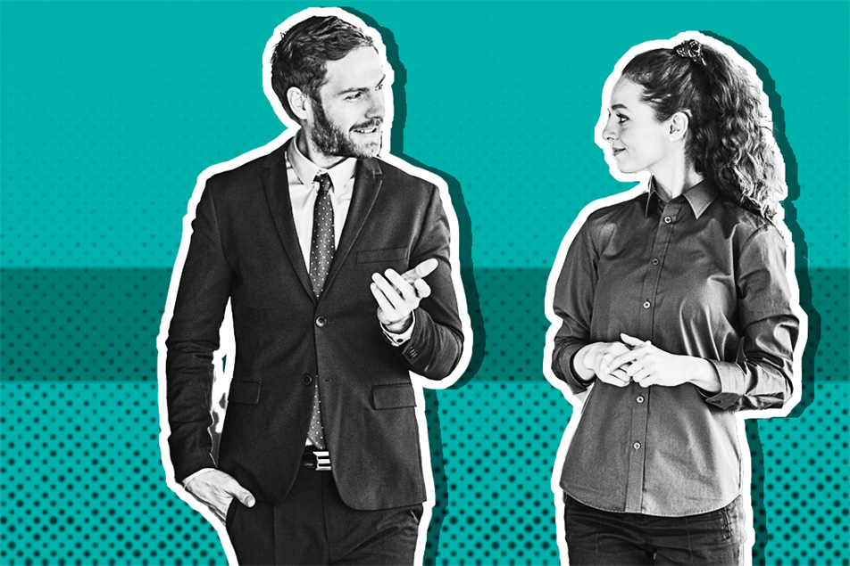 Manager talking to younger employee