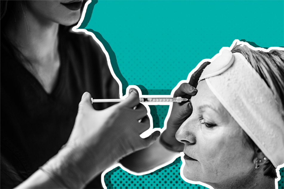Close up of someone getting a botox injection