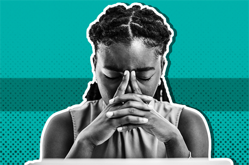 Close up of someone closing their eyes with hands on their face