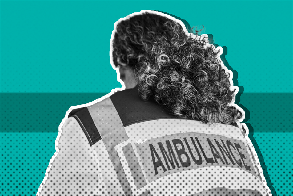 Back of an ambulance worker