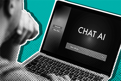 Close up of laptop with chat AI on the screen