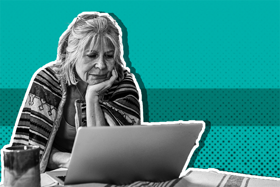 Woman sat in front of a laptop