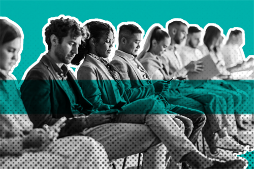 Job applicants waiting for interview