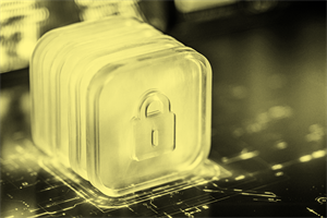 Circuit board with a picture of a padlock on it