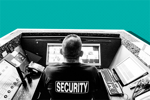 Security guard sat at a control station